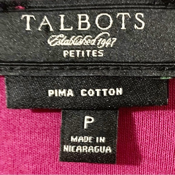 Talbots Petites Long Sleeve V-Neck Cotton Top Metal Bead Detailing at Neckline - Picture 7 of 8